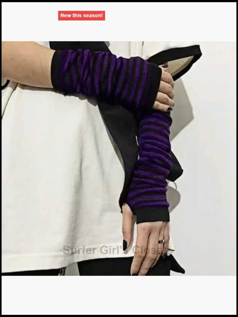 Kawaii Knitted Fingerless Arm Warmers Y2K Goth Gloves